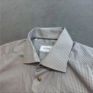 Eton Slim Shirt 16 41 Men's Short Sleeve Button Up White Business Casual Cotton